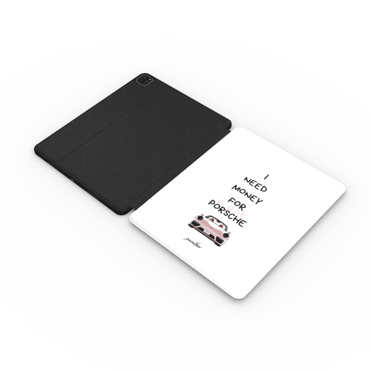 "I Need Money For A Pink Porsche" (White) Apple iPad Case